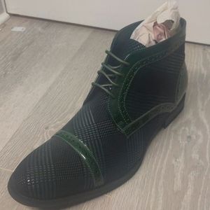 Monique Exotic Forest Green on Black Dress Boots